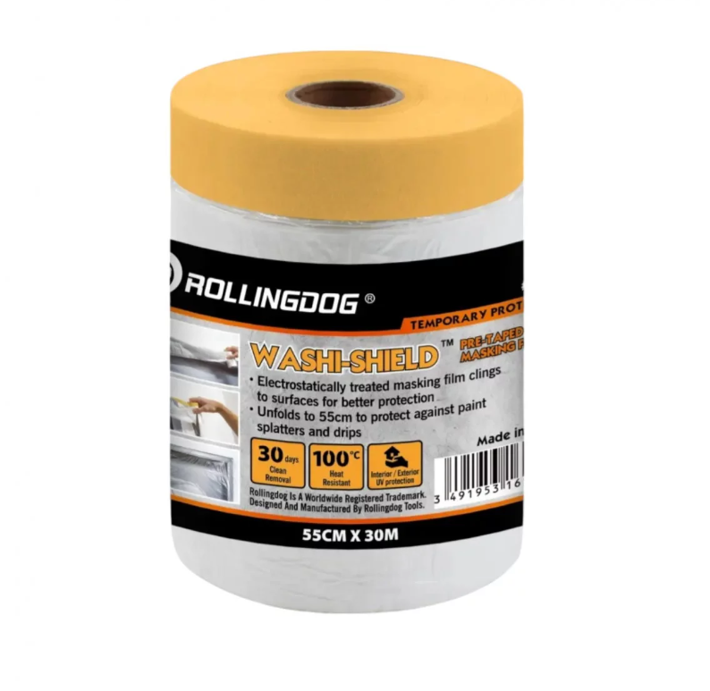 Фото товару: «Плівка захисна на малярній стрічці Rollingdog WASHI-SHIELD 8мкм, 55см х 30м (80510)»